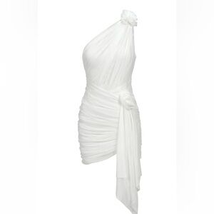 Bella Barnett White Draped One Shoulder Women's Dress Small NWT